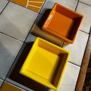 Set of 2 Orange and Yellow Decor/Ring tray Dishes (NOT for Food - see photos)